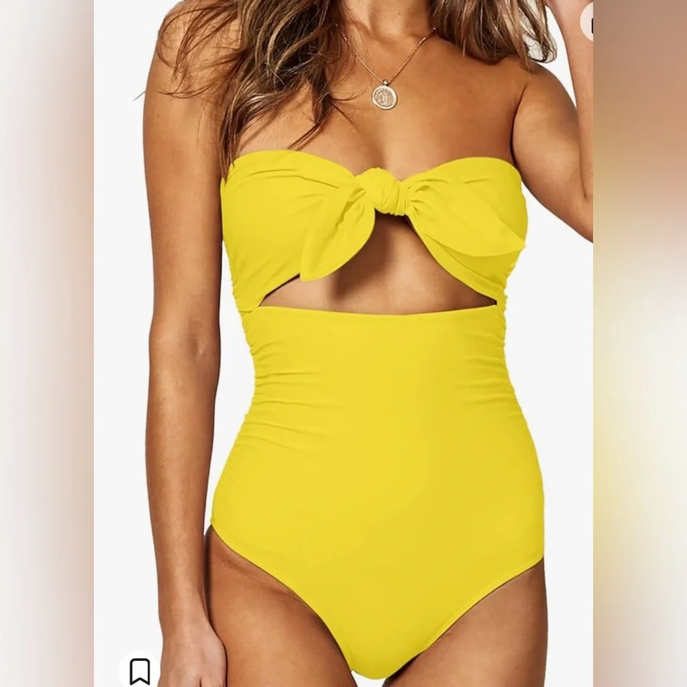 ☀️ Yellow high-waisted monokini - Picture 1 of 4